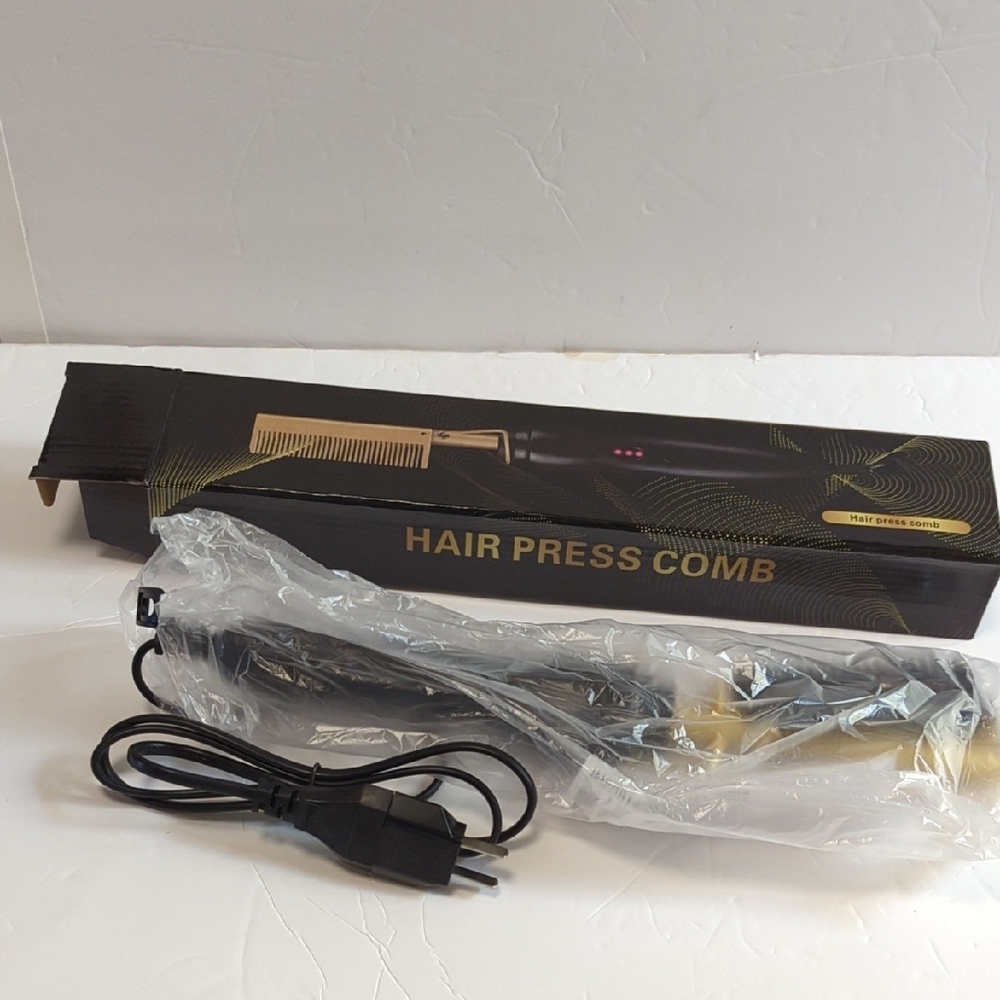 NEW Hair Press Comb - Black and Gold Heated Styling Brush